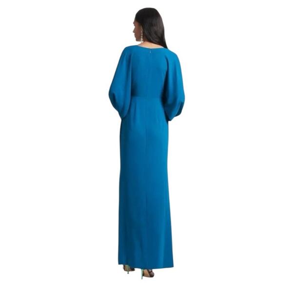 Sachin & Babi Womens Size 6 Teal Gabby V Neck Long Sleeve Beaded Maxi Gown NWT - Picture 2 of 14